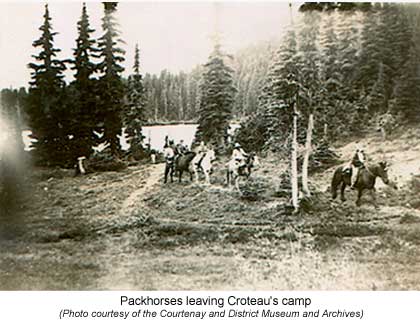 Packhorses leaving Croteau's camp