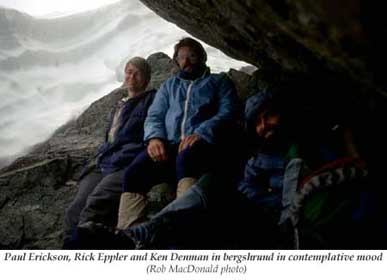 Paul Erickson, Rick Eppler, Ken Denman in bergshrund