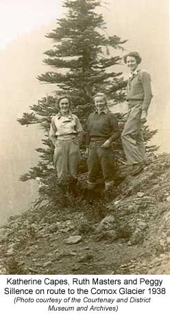 Capes, Masters, Sillence on route to the Comox Glacier in 1938