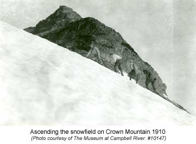 Ascending snow field on Crown Mountain