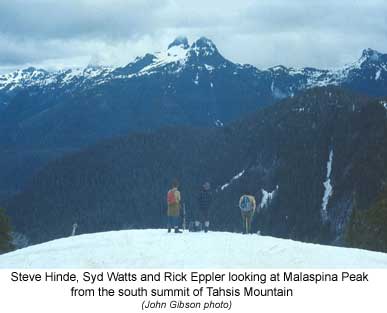 Looking at Malaspina Peak from the south summit of Tahsis Mountain